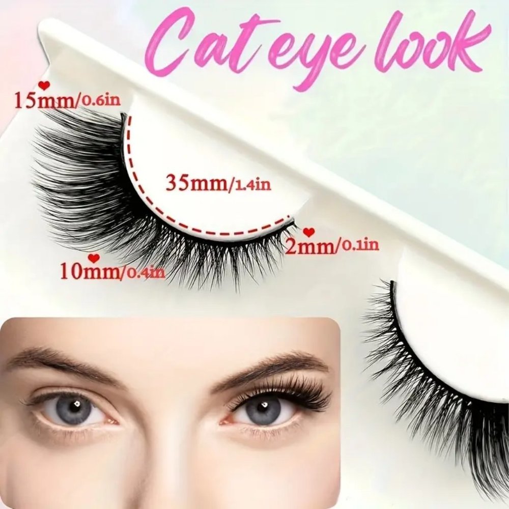 5 Pairs Cat Eye False Eyelashes Fox Eye Lashes Angle Wing Lashes - Picture 4 of 8